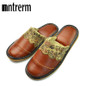 Mntreem 2017 Winter Warm Home Slippers Men Women Couple Genuine Cow Leather Pantufas Wool Plush Man Mujer Floor Slipper Shoe