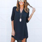 2017 Newest Women Long Sleeve Spring Summer Dress Loose Waist Solid Shirt Dress Ladies Woman Casual Mini Women Dress