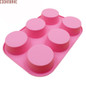 COOKNBAKE DIY Round Silicone Bakeware Cake Molds 6 Holes Muffin Cupcake Mold Handmade Soap Mold SSCM-001-14