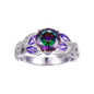 Mystical Rainbow Topaz 925 Sterling Silver Rings Sapphire Engagement Rings With Clear CZ For Women Female Original Fine Jewelry