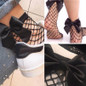 New 2017 Fashion Women Ruffle Large Fishnet Ankle High Socks Bow Tie Mesh Lace Fish Net Short Socks Transparent Socks #HU4650