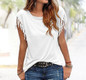 2018 Women's T-Shirt Plus Size Summer Top Tassel T-Shirt Solid Short Sleeve Tshirt O-Neck Fashion For Ladies Sexy New