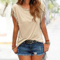 2018 Women's T-Shirt Plus Size Summer Top Tassel T-Shirt Solid Short Sleeve Tshirt O-Neck Fashion For Ladies Sexy New