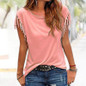 2018 Women's T-Shirt Plus Size Summer Top Tassel T-Shirt Solid Short Sleeve Tshirt O-Neck Fashion For Ladies Sexy New