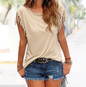 2018 Women's T-Shirt Plus Size Summer Top Tassel T-Shirt Solid Short Sleeve Tshirt O-Neck Fashion For Ladies Sexy New