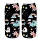 emoji unicorn socks Hot Sale 3d Printed womens socks low cut ankle short funny harajuku ankle socks calzini