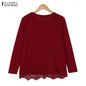 Autumn Blouse 2017 ZANZEA Fashion Women Long Sleeve O-Neck Casual Tops Sexy Lace Crochet Blusas Shirts Plus Size