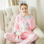 Autumn and Winter Women Pyjamas Sets Thick Warm Coral Velvet Suit Flannel Long Sleeve Female Cartoon Bear Animal Pants Sleepwear