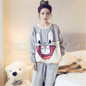Autumn and Winter Women Pyjamas Sets Thick Warm Coral Velvet Suit Flannel Long Sleeve Female Cartoon Bear Animal Pants Sleepwear