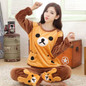 Autumn and Winter Women Pyjamas Sets Thick Warm Coral Velvet Suit Flannel Long Sleeve Female Cartoon Bear Animal Pants Sleepwear