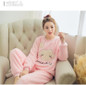 Autumn and Winter Women Pyjamas Sets Thick Warm Coral Velvet Suit Flannel Long Sleeve Female Cartoon Bear Animal Pants Sleepwear