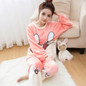 Autumn and Winter Women Pyjamas Sets Thick Warm Coral Velvet Suit Flannel Long Sleeve Female Cartoon Bear Animal Pants Sleepwear