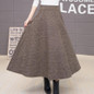 Autumn And Winter Long Skirt Women Vintage Woolen Skirt High Waist Saia Faldas Wool Pleated Skirts Womens Warm Maxi Skirt C2560