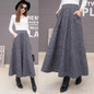 Autumn And Winter Long Skirt Women Vintage Woolen Skirt High Waist Saia Faldas Wool Pleated Skirts Womens Warm Maxi Skirt C2560