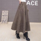 Autumn And Winter Long Skirt Women Vintage Woolen Skirt High Waist Saia Faldas Wool Pleated Skirts Womens Warm Maxi Skirt C2560