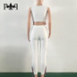 Hilove Women Jumpsuits Casual Side Stripe Women Pants Lace Up Bodycon Jumpsuits Sexy Party Club Female Overalls Black White