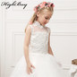 HighBuy Princess High Neck Sweep Train Flower Girl Dresses Girls First Communion Dresses Kids Party Dresses vestidos de comunion