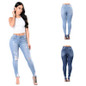 High Waisted Skinny Fit Denim Pants Stretch Womens Jeans Ripped Knee