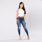 High Waisted Skinny Fit Denim Pants Stretch Womens Jeans Ripped Knee