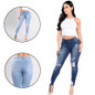 High Waisted Skinny Fit Denim Pants Stretch Womens Jeans Ripped Knee