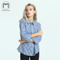 Margin Women's Plaid Blouse Cotton Women Long Sleeve Tops Ladies bule Plaid Shirt Female Plaid Women Blouse Plus Size Shirt
