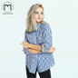 Margin Women's Plaid Blouse Cotton Women Long Sleeve Tops Ladies bule Plaid Shirt Female Plaid Women Blouse Plus Size Shirt