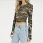 2017 Fashion Women's Clothing Casual Long Sleeve T-shirt Summer Crop Tops Military Style Clothes Female Camouflage T-shirts