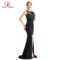 Mermaid Evening Dresses Grace Karin Black See Through Sheer 2017 New Arrival Sexy Slit Formal Evening Gowns Long Party Dresses