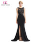 Mermaid Evening Dresses Grace Karin Black See Through Sheer 2017 New Arrival Sexy Slit Formal Evening Gowns Long Party Dresses