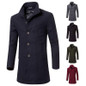 Mens Wool Blends Jacket Slim Fit Warm Solid Trench Casual Coat Long Single Breasted Winter Overcoat 0870