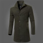 Mens Wool Blends Jacket Slim Fit Warm Solid Trench Casual Coat Long Single Breasted Winter Overcoat 0870