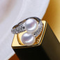 FENASY Pearl Jewelry,double Pearl rings,Natural Freshwater Pearl rings,925 Silver rings for women charms silver 925 original