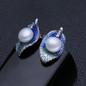 FENASY Pearl Jewelry sets 925 Sterling Silver stud earrings,natural Pearl leaf necklace for women love Cloisonne earrings sets