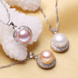 FENASY Nice Freshwater Pearl Jewelry Sets 925 Sterling Silver pendant Necklace,Pearl Earrings and ring for Wedding Jewelry Sets