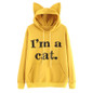 Feitong Womens Hoodie Sweatshirt Autumn Lovely Causal Long Sleeve Letter Printed Cat Ears Hooded Tops Pullovers sudadera mujer