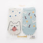 2017 new spring summer women socks 2 pair gift box cotton cartoon print creative fashion short socks for women