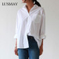 Casual Loose Women Shirts Spring 2018 New Fashion Collar Plus Size Blouse Long Sleeve Buttons White Shirt Women Tops Streetwear