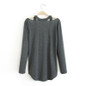 Casual Long Sleeve V-Neck Cotton Top T Shirt Loose Blouse