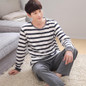 Casual Cotton Striped Pajamas Set for Men Autumn Winter Long Sleeve Pyjama O-neck Sleepwear Lounge Casual Homewear Home Clothing
