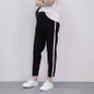 2017 Top Fashion Women Side Striped Harem Pants Women Black Casual High Waist Pants Drawstring Loose Trousers Pantalon Femme