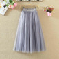 2017 Summer vintage skirts womens Elastic High Waist tulle mesh Skirt long Pleated tutu skirt women Saias midi faldas jupe