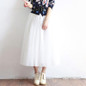 2017 Summer vintage skirts womens Elastic High Waist tulle mesh Skirt long Pleated tutu skirt women Saias midi faldas jupe