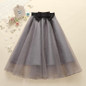 2017 Summer vintage skirts womens Elastic High Waist tulle mesh Skirt long Pleated tutu skirt women Saias midi faldas jupe