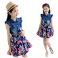 2017 Summer Teenage Girl Dress Denim Floral Dresses Girls 10 Years Tutu Dress Toddlers Kids Wedding Dress Baby Vestidos Infantis