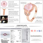 LAMOON Flower 9mm 100% Natural Round Pink Rose Quartz Ring 925 Sterling Silver Jewelry Romantic Wedding Band LMRI016