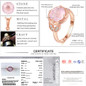 LAMOON Flower 9mm 100% Natural Round Pink Rose Quartz Ring 925 Sterling Silver Jewelry Rose Gold Romantic Wedding Band LMRI016