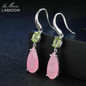 Lamoon 100% Natural TearDrop Rose Quartz 925 Sterling Silver Drop Earrings Women Fine Jewelry S925 LMEI032