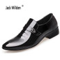 Jack Willden Italian Luxury Style Men's Bussines Dress Shoes Patent Leather Pointed Toe Slip on Black Formal Wedding Flats Shoes