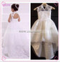 Ivory White Lace Flower Girls Dresses 2017 A Line Beading Floor Length Girls First Communion Dress Princess Dress F357