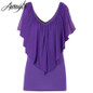 AWAYTR New Ruffles Women Tops Fashion 2018 Womens Summer Chiffon Blouse Plus Size 3XL Batwing Short Sleeve Casual Shirt